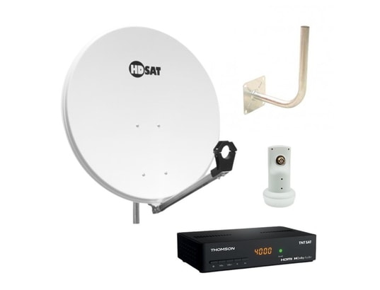 Parabole Satellite Acier 80 Cm - Blanche, Galvanisée - Avec Support LNB - Pour Fixation Sur Mât 30-60mm - Idéal Astra/Eutelsat - Reconditionnée