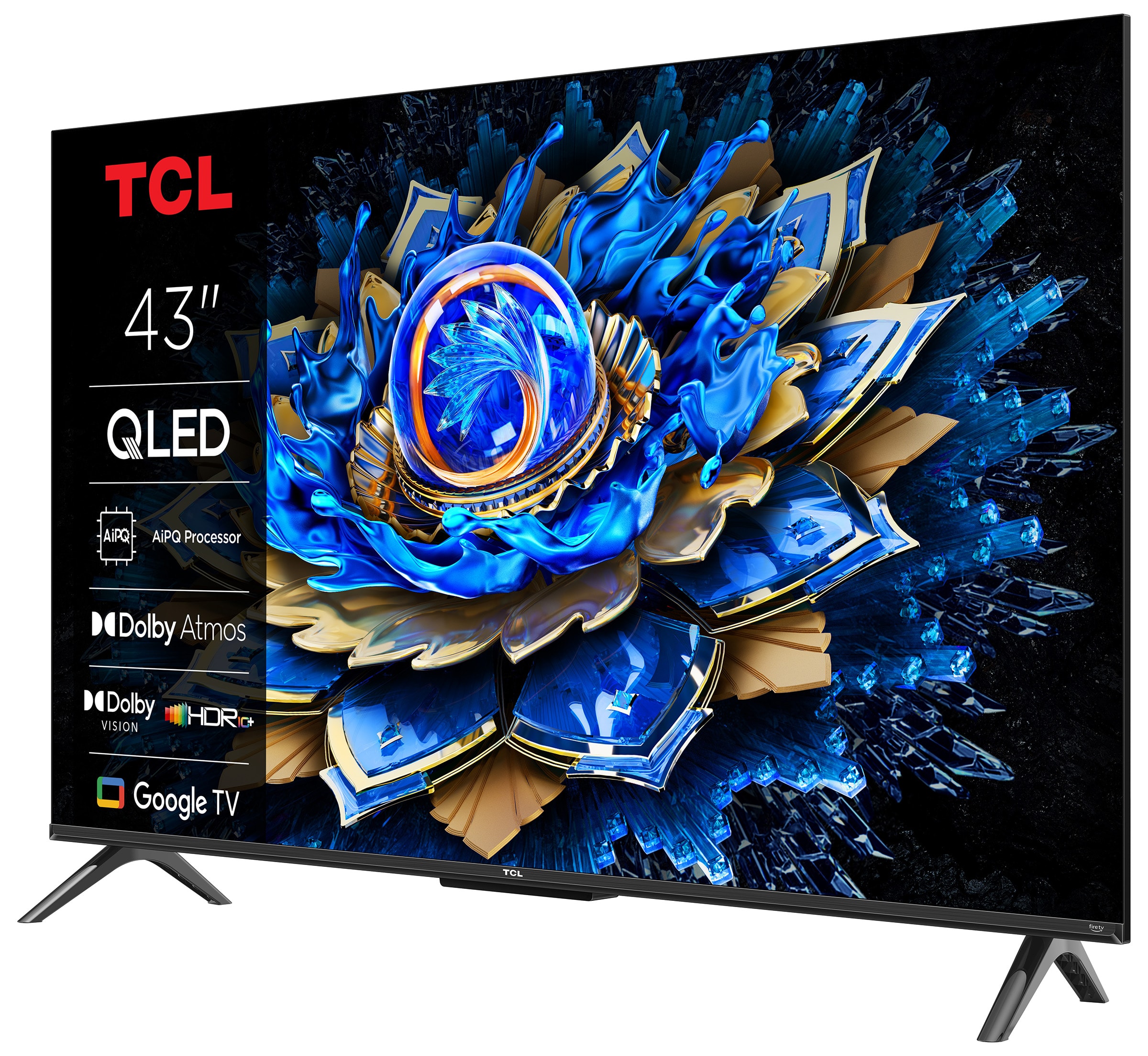 TCL 43C639 43 inch (108 cm) QLED TV, 4K UHD, Smart TV, Google TV, HDR Premium, 60Hz Motion Clarity, Dolby Vision & Atmos, 2.0 ONKYO geluid, spraakbediening, metalen behuizing, compatibel met Alexa