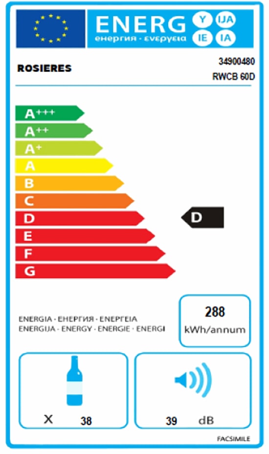Cave à vin encastrable de vieillissement ROSIERES RWCB60D Pas Cher